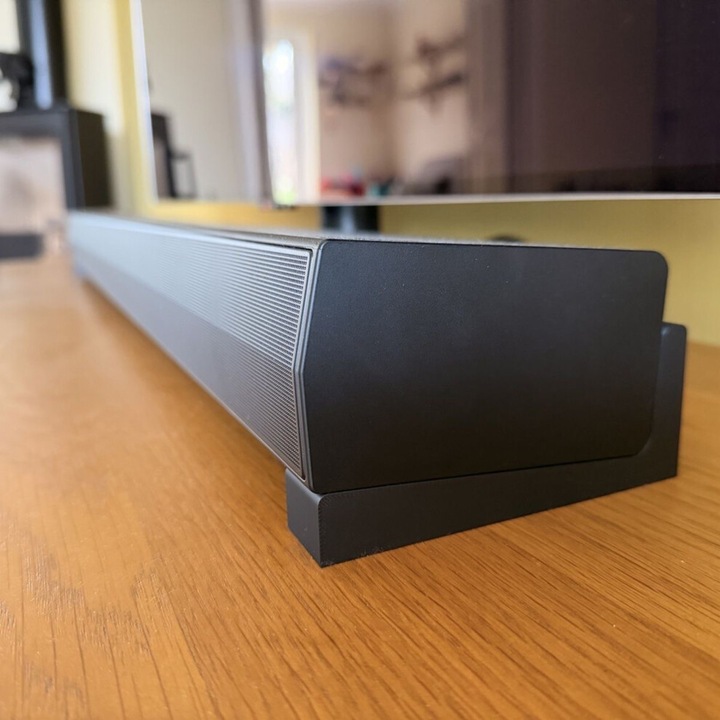 Soundbar tartó / hangszóró emelő, műanyag, csúszásmentes talppal és szerszámmentes szereléssel, fekete, 1 pár