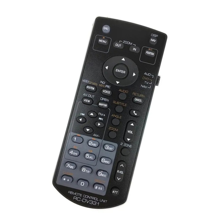 Telecomanda/remote RC-DV331, compatibila DNX6460BT, carcasa ABS, design ergonomic, butoane multifunctionale pentru volum, play si schimbare piste, negru, 1 bucata, 17x5 cm