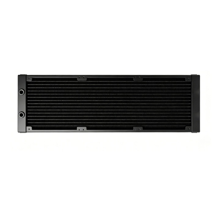 Radiator pentru racire cu lichid CJ-OB-K0204-20260904-17889, aluminiu, porturi filetate, compatibil ventilator 140 mm, 14 conducte, test presiune 1 bar, negru