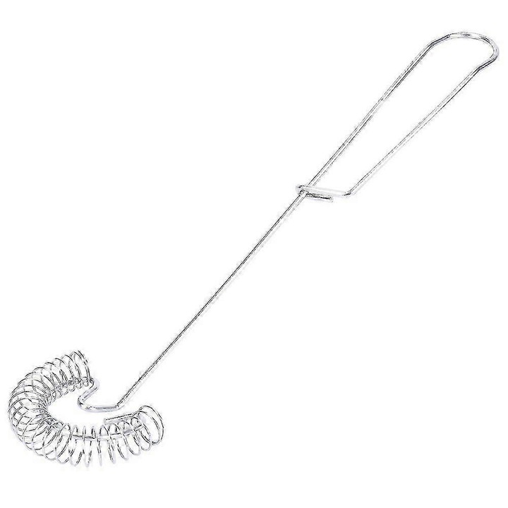 Set 2 bucati, tel pentru oua din inox 304, arc spiral pentru spumare, maner cu bucla pentru agatat, argintiu, 26 cm, diametru 6.5 cm
