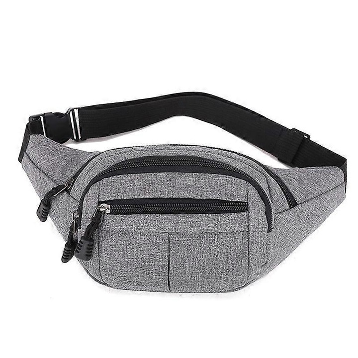 Állítható Oxford deréktáska (waist bag), multifunkcionális, kopásálló, futáshoz/kerékpározáshoz/túrázáshoz, szürke, 28x14x10 cm