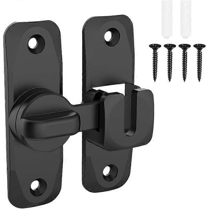 Incuietoare pentru usa glisanta, rotatie 90°, din aliaj de zinc rezistent la coroziune, cu carlig de blocare anti-efractie, negru, 1 set