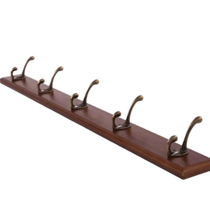 Cuier din lemn masiv, suport haine, ecologic, maro, 20x5x3cm