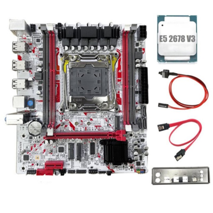 Дънна платка X99G757 с процесор E5 2678 V3, LGA 2011-3, DDR3, 64GB, черна