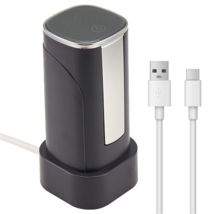 Pompa de apa electrica portabila, dispenser automat cu afisaj LED mare si design pliabil, incarcare USB-C, Negru, 1 buc