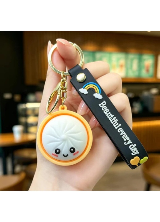 Breloc fidget, model dumpling, alb, 4.5cm