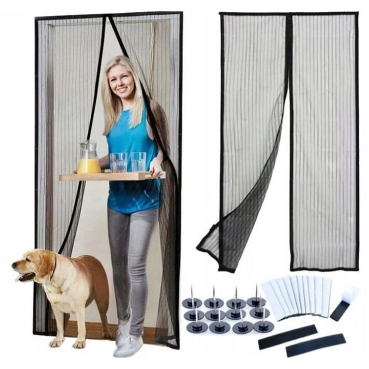 Plasa insecte usi set 210x50cm magnetica transparenta alba