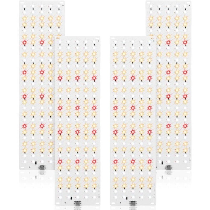 4 darabos készlet, LED lámpa növényekhez, teljes spektrumú növekedési fény, 20W, 4 panel, 540 LED, 3/9/12 órás időzítő és 10 fényerő szint, fehér
