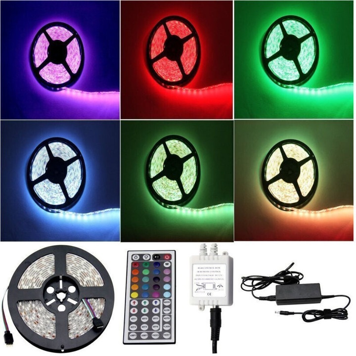 Banda LED multicolora 5m SMD 5050 impermeabila 12V