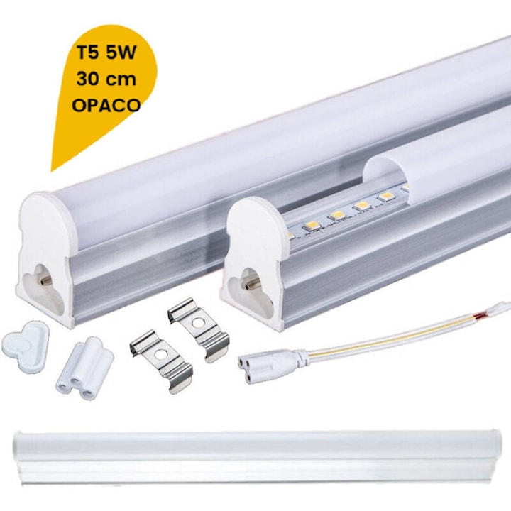 Plafonier LED T5 neon, 5W, hideg fehér, 30x3.5x2cm