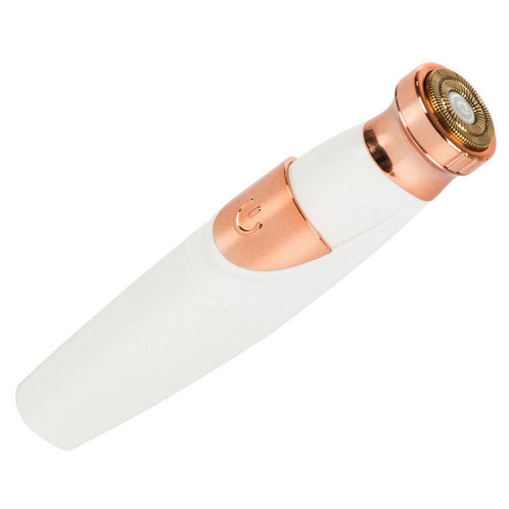 Arcepilátor Delicate, fájdalommentes, 1 x AA elemmel működő, kicsi és hordozható, tisztítókefével, fehér/rózsaarany, 1 db