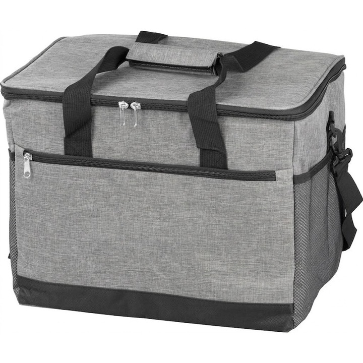 Geanta frigorifica pliabila 30L, izolare termica, 27x40x31 cm, culoare gri, pentru camping, picnic, plaja si cumparaturi