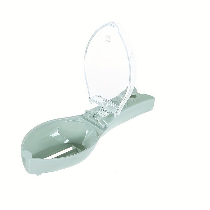 Razuitor solzi pentru peste, curatator de solzi, din plastic abs, cu recipient colector inchis, verde deschis/transparent, 1 buc.