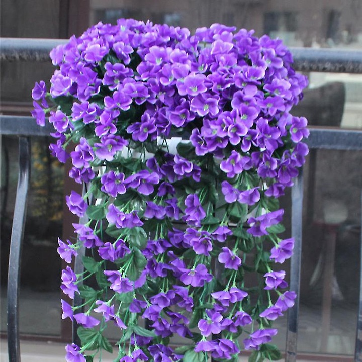 Függő műorchidea csokor 85 cm, selyemből, természetes megjelenésű és könnyen tisztítható, lila, 1 darab
