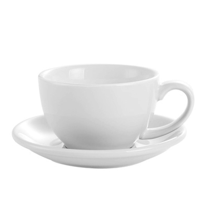 Cesca csésze alátéttel, kézzel festett kerámia cappuccino csésze, ólommentes, mosogatógépben mosható, 220 ml űrtartalom, fehér, 1 szett