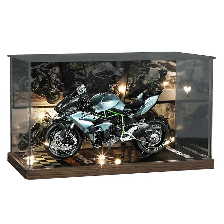 H2r gyűjthető diecast motorkerékpár modell, prémium ötvözet, valósághű részletek, díszdobozos kiszerelés, metálzöld/fekete