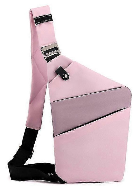 Poliészter/nylon sling táska, lopásgátló, crossbody állítható pánttal 76-96 cm, Slim Carry, Rózsaszín, 30 x 23 x 1.8 cm