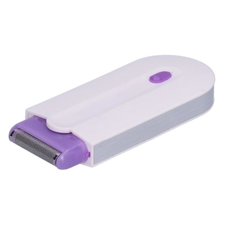 Lézeres epilátor, indukciós szőrtelenítő készülék kék fényszenzorral, nőknek, borotvafejjel, fehér/lila, 1 db