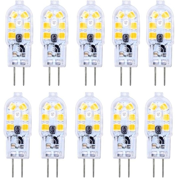 Комплект 10 LED крушки G4 2W 6000K Топло бяло 12xSMD 2835 12V