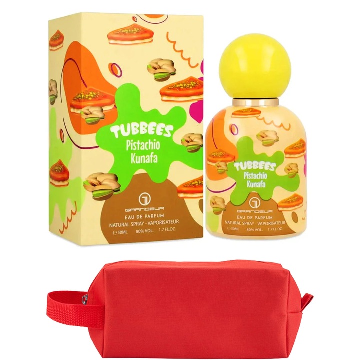 Set Parfum Grandeur Elite Tubbees Pistachio Kunafa 50 ml Grandeur Elite Parfum Arabesc, Barbati Femei Unisex, Gentuta parfumuri