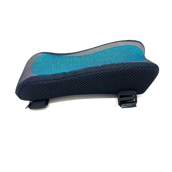 Perna suport pentru brat, tampon pentru cot din memory foam cu densitate mare, husa detasabila cu fermoar, potrivita pentru scaun de birou, negru/albastru, 1 buc
