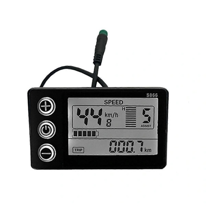 Kerékpár komputer LCD 24V 36V 48V, fekete, 22.2mm
