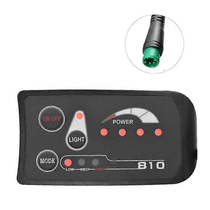 Kijelző elektromos kerékpárhoz S810, LED, IP65, 36V adaptív, UART kompatibilis, 5/6 PIN csatlakozó, Fekete, 1 db