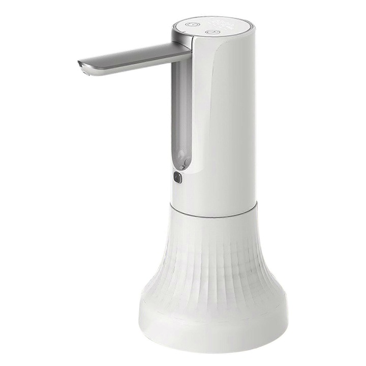 Összecsukható elektromos vízadagoló/pumpa, USB-C újratölthető 1200mAh, kompatibilis 5/7.5/11/18.9 GAL palackokkal, Fehér, 1 db