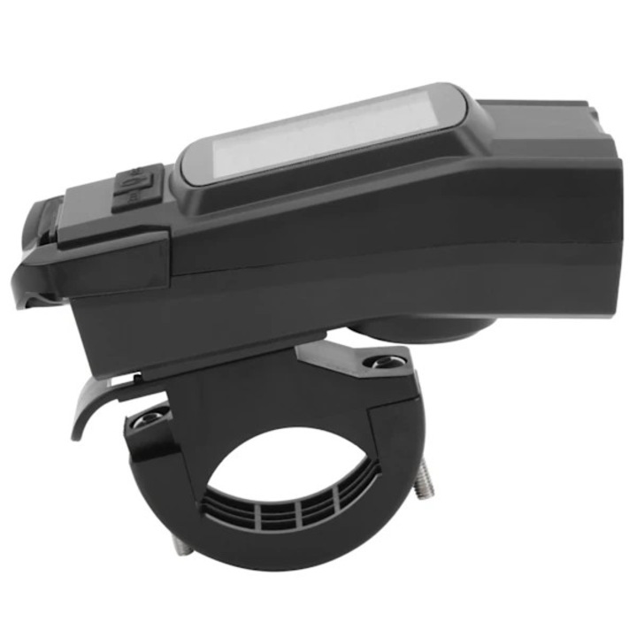 Computer de bicicleta wireless, ciclocomputer cu far LED 800 lm si claxon 120 dB (3 moduri), senzor de viteza, USB reincarcabil, autonomie 6h/20h, negru, 1 buc