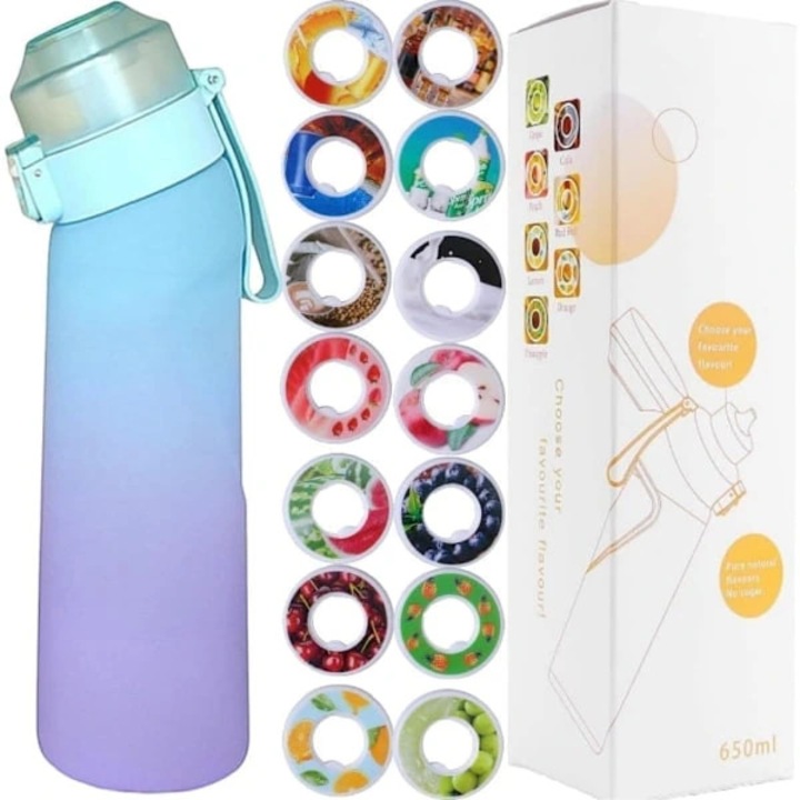 Air-Up vizespalack / kulacs, BPA-mentes tritan, ízesítés kapszulákkal cukor, kalória és adalékanyagok nélkül, 7 kapszula mellékelve, gradiens kék, 650 ml