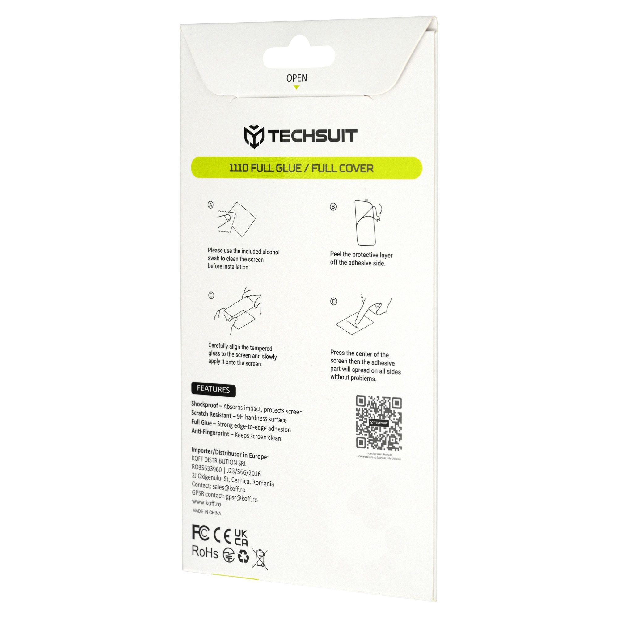 Folie pentru Samsung Galaxy Z Flip8 - Techsuit 111D Full Cover / Full Glue Glass - Black