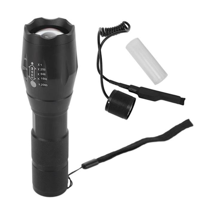 Lanterna IR zoomabila 850nm, din aluminiu, alimentare 1x18650 sau 3xAAA, pentru camere cu vedere nocturna, Negru, 1 buc