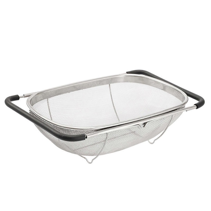Овална цедка от неръждаема стомана, разтегателна дръжка, сгъваема, 2 размера