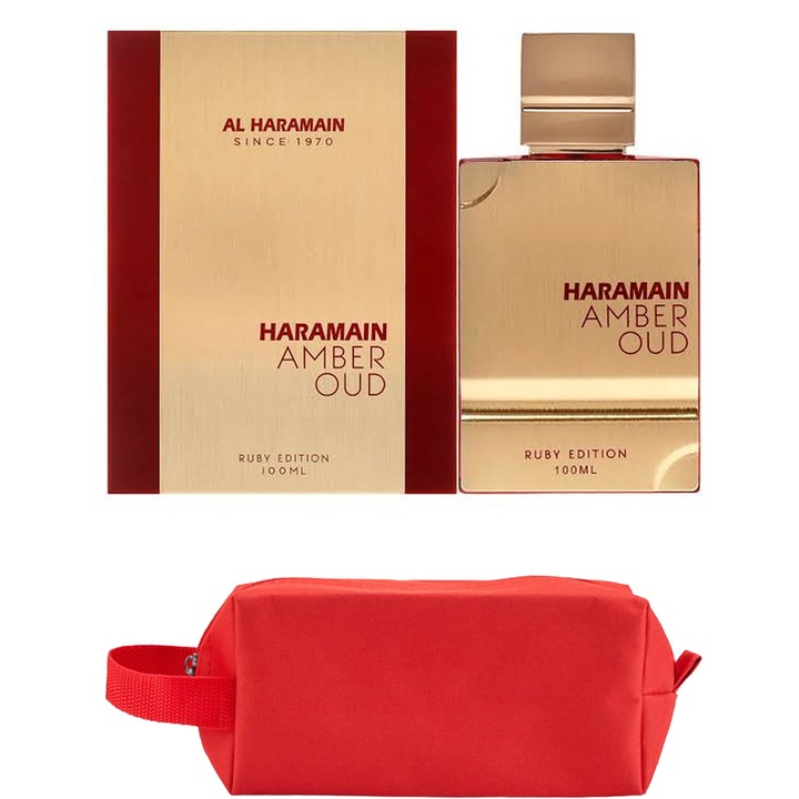 Set Parfum Al Haramain Amber Oud Ruby Edition 100 ml Al Haramain Parfum Arabesc, Barbati Femei Unisex, Gentuta parfumuri