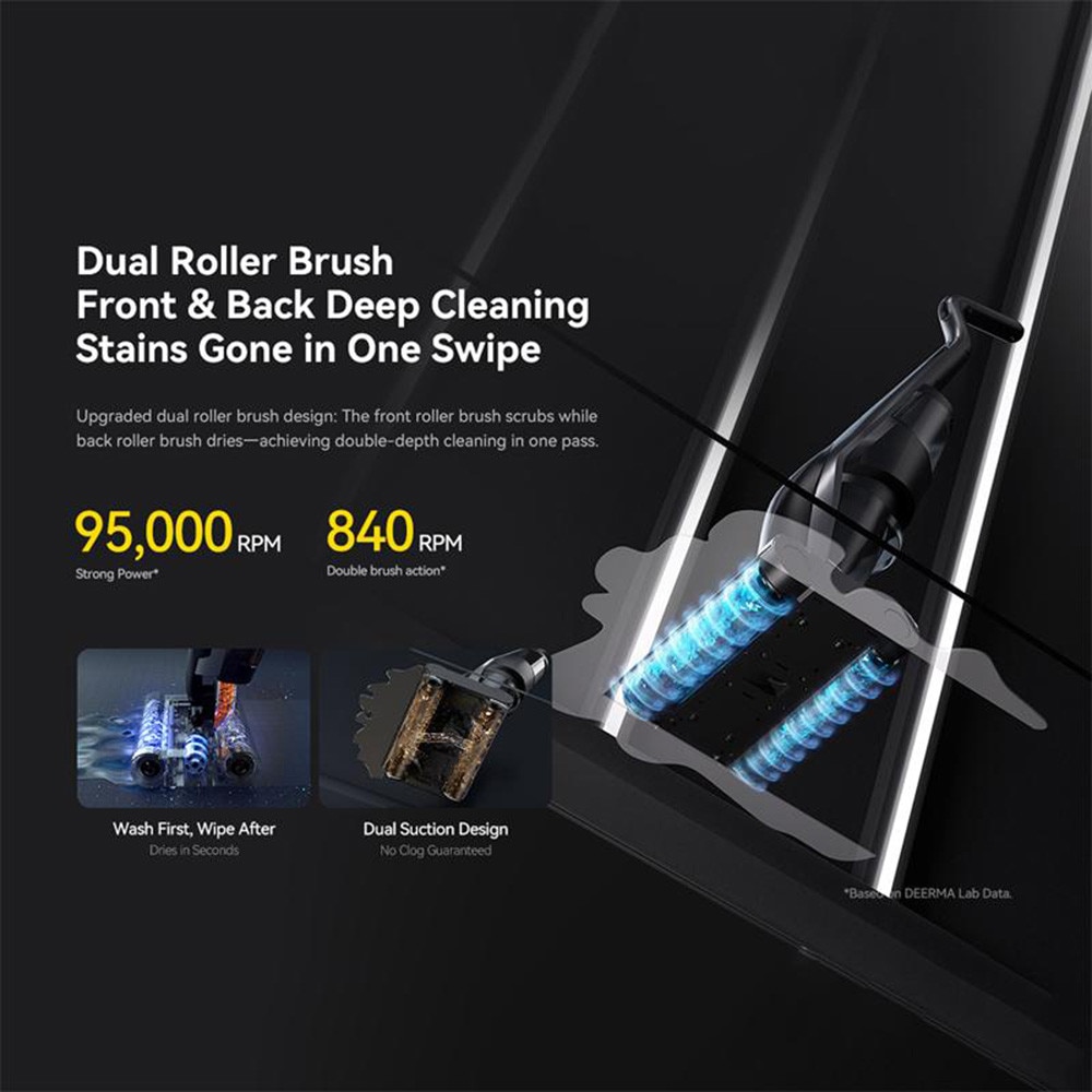 Aspirator cu Mop, Fara Fir, 22000Pa, Auto-Curatare, 4000mAh a€“ Deerma (VX200) - Black
