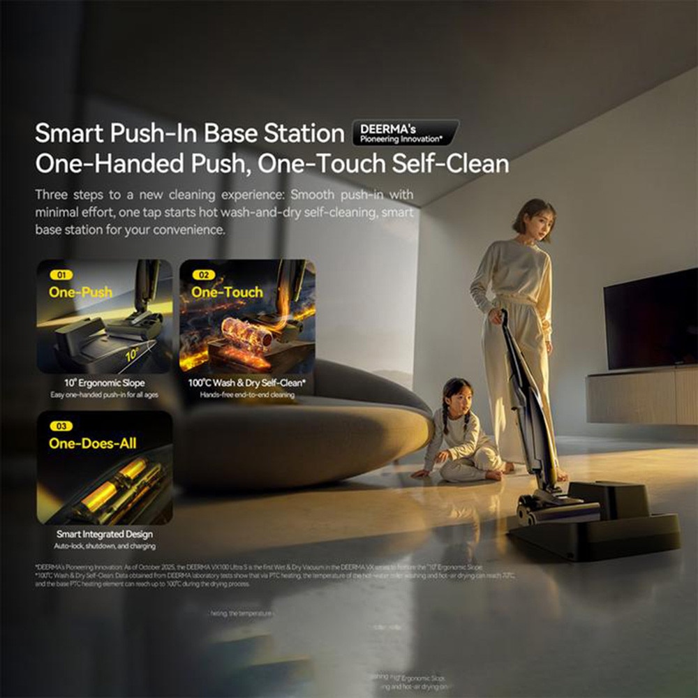 Aspirator Fara Fir cu Mop, 22000Pa, Statie Smart a€“ Deerma (VX100 Ultra S) - Black