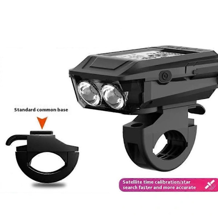 Computer bicicleta / ciclocomputer 3-in-1, plastic, GPS wireless GNSS, lumina frontala 900LM, claxon 120dB cu 3 sunete, baterie 4000mAh, model KK, Negru