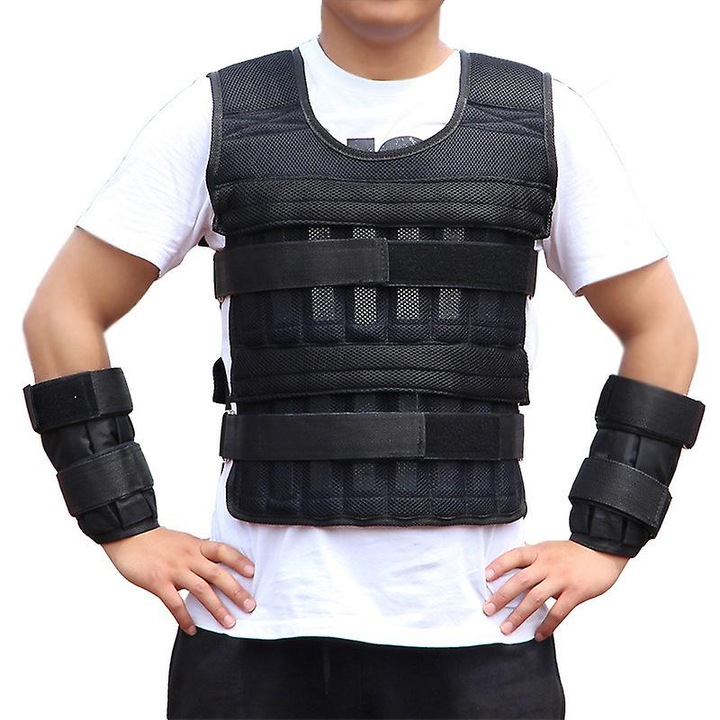 Vesta greutati fitness ajustabila, negru, 60x42cm, 20kg