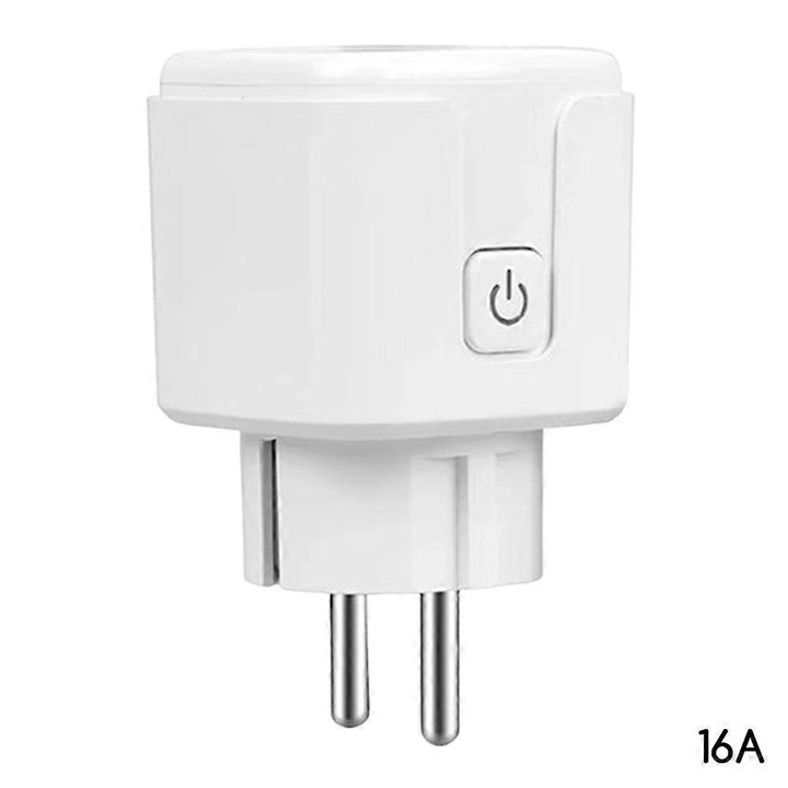 Intelligens Wi-Fi aljzat EU16A, fogyasztásfigyeléssel és Smart Life/Tuya alkalmazáson keresztüli vezérléssel, időzítővel és programozással, 16A/2200W támogatás, Fehér, 1 db