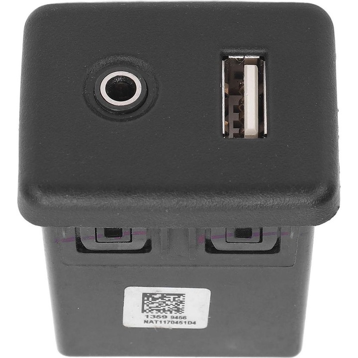 Adaptor/interfata aux usb 13599456, port usb si mufa jack 3.5 mm, conexiune sigura pentru condus, negru, compatibil cu Chevrolet Malibu EG3 2012-2018
