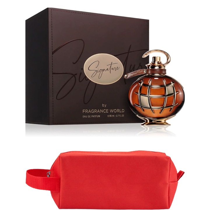 Set Parfum Fragrance World Signature Brown 80 ml Fragrance World Parfum Arabesc, Barbati Femei Unisex, Gentuta parfumuri