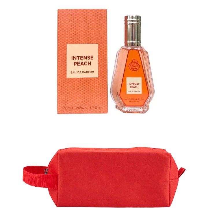 Set Parfum Fragrance World Intense Peach 50 ml Fragrance World Parfum Arabesc, Barbati Femei Unisex, Gentuta parfumuri