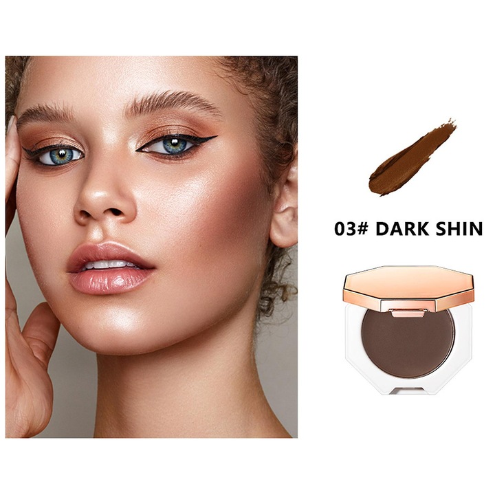 Crema contur facial QF063, hidratant si cu efect iluminator, usor non-lipicios, maro inchis (nuanta 03), 1 buc, 5.2x1.4x5.2 cm