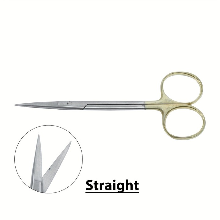 Foarfeca frizerie/foarfece hairstyling A194-11.5 cm, din otel inoxidabil, maner auriu ergonomic, lama curbata, auriu/argintiu, 1 buc