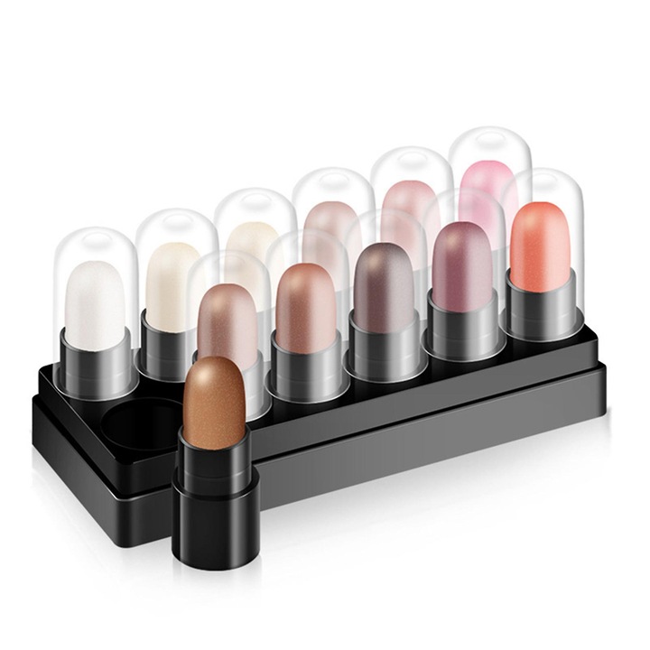 Set 12 stickuri fard de pleoape perlate, rezistente la apa, de lunga durata, multicolor