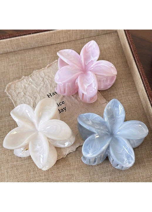 Clama de par acrilica cu forma de floare (clema/agrafa), eleganta si rezistenta, pentru femei, Tip C, Multicolor