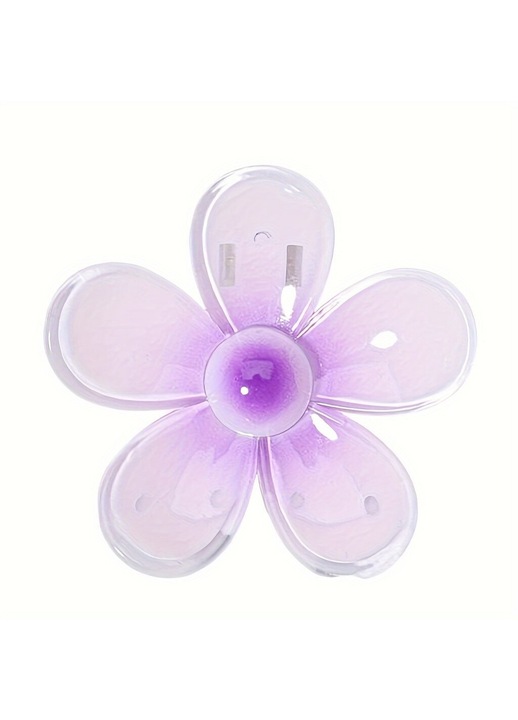 Clama de par (agrafa) acrilica in forma de floare, cu efect degrade, usoara si rezistenta, Mov, Marime unica