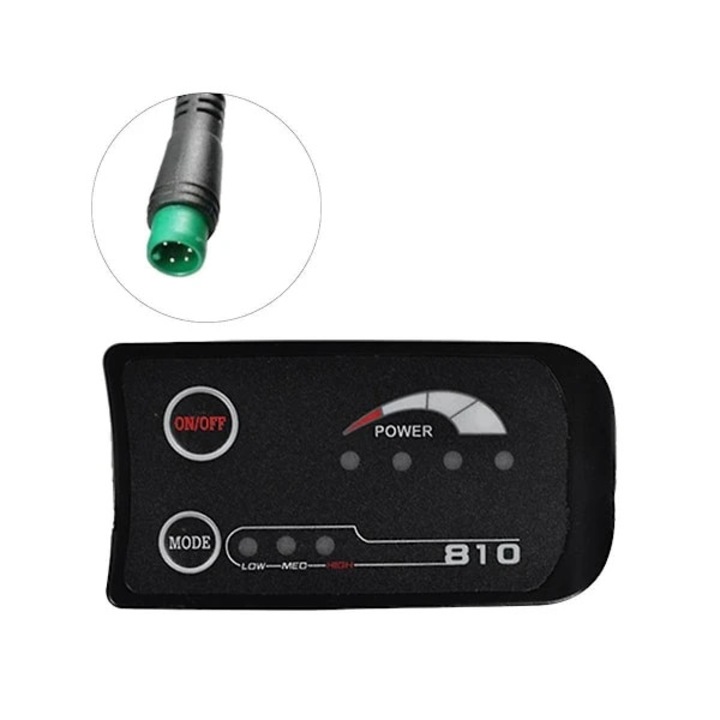 S810 LED kijelző/vezérlő elektromos kerékpárhoz, 5-tűs, 36V, uart, IP65 vízálló, ABS, 22.2mm kormányhoz, fekete, 1 db