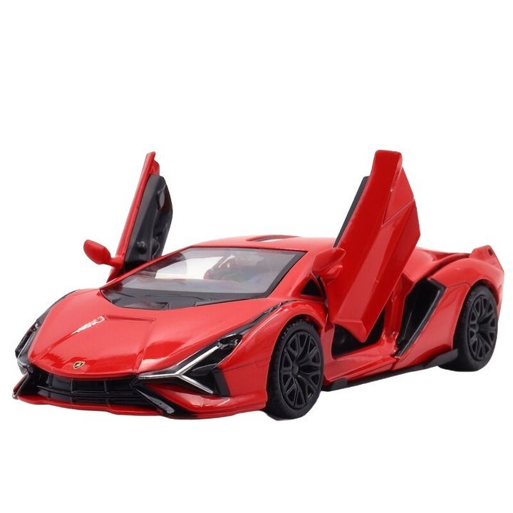 Piros sport fém kisautó 12x5x4cm