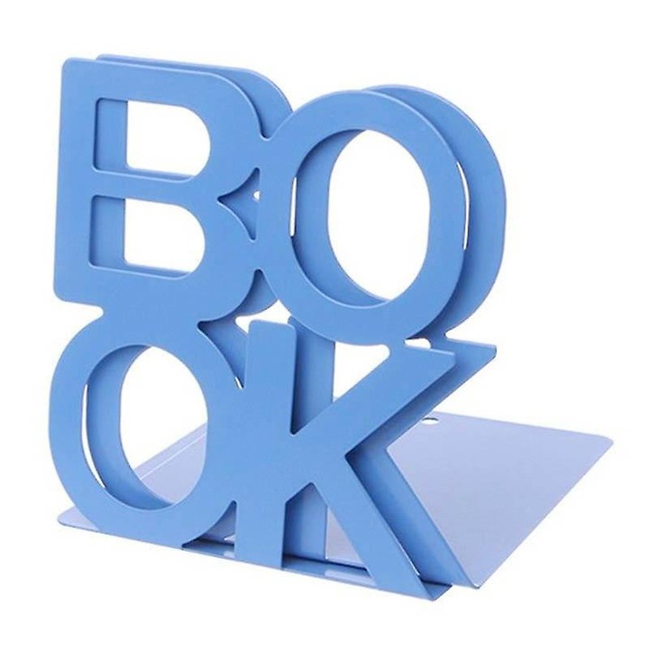 Комплект от 2 метални поставки за книги, сини, 12.5x13x14cm